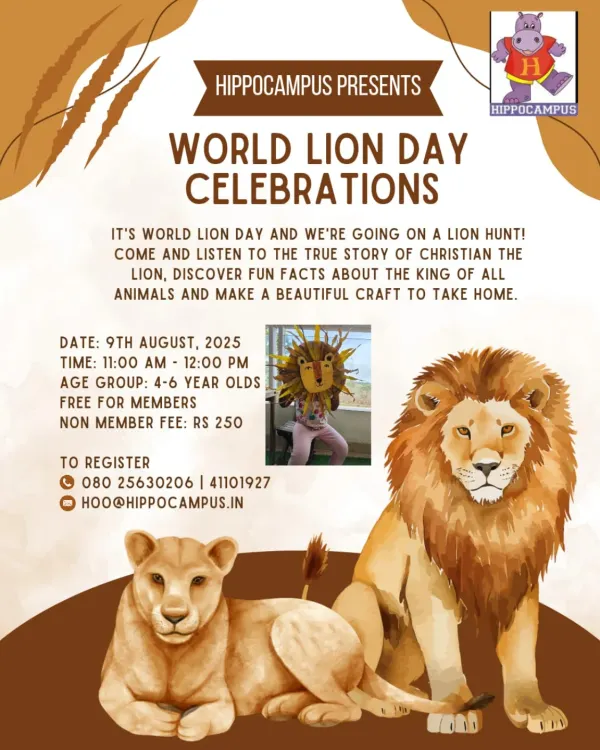 We're going on a lion hunt for World Lion Day! We celebrate the king of all animals by reading true stories, discovering fun facts, and making a beautiful lion craft to take home.