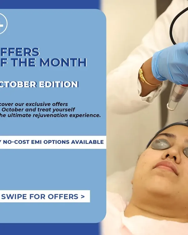 Discover our exclusive offers and treat yourself to a rejuvenation experience. We provide easy no-cost EMI options to make our advanced treatments, including laser hair reduction, even more accessible.