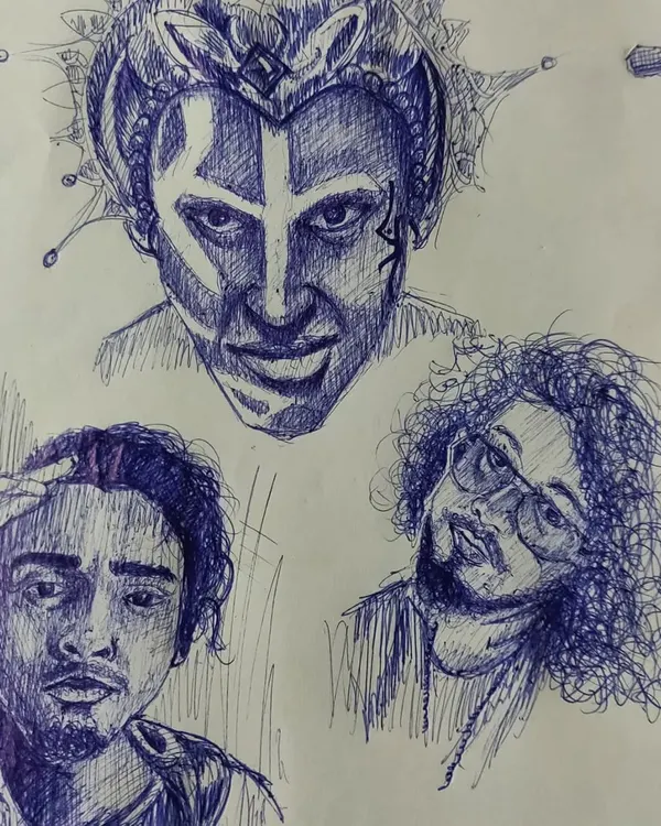 A collection of practice portraits done in ballpoint pen. Sketching faces helps me hone my skills in capturing expressions and likenesses, which is fundamental for both realistic and stylized character art.