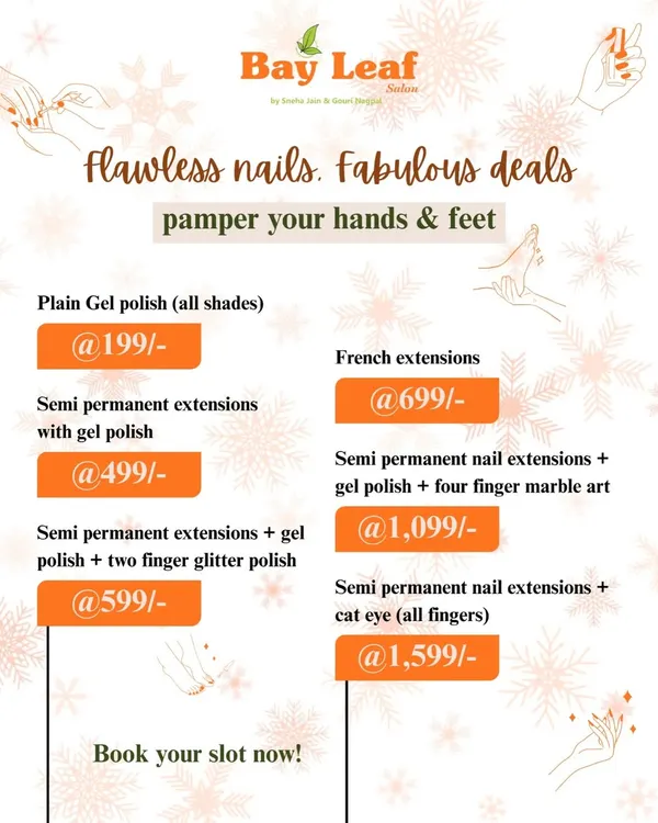 Getting your dream nails is more affordable than you think. This is a quick look at our special deals, from a simple gel polish to semi-permanent extensions with custom marble or cat eye art.