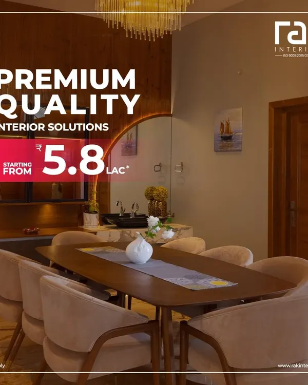 We offer premium quality interior solutions starting from 95.8 Lac. This elegant dining room is an example of the luxury and style we can bring to your home within a clear budget.