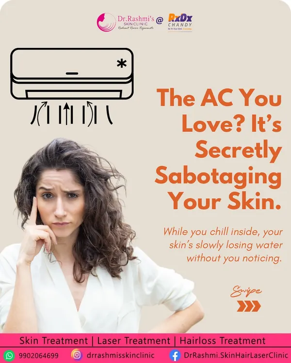 The air conditioning you love for its cooling effect can secretly sabotage your skin by drawing out moisture. This graphic highlights how indoor environments can lead to dehydration, even if you don't feel it.