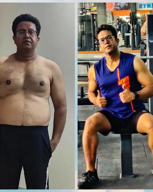 A complete body recomposition. This client shed excess body fat and built a stronger, more confident physique by following a structured nutrition and workout regimen.