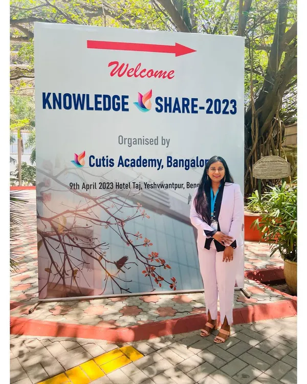 Standing at the entrance of the KNOWLEDGE SHARE 2023 conference in Bengaluru. I was there to present a paper, an experience for which I am very grateful.