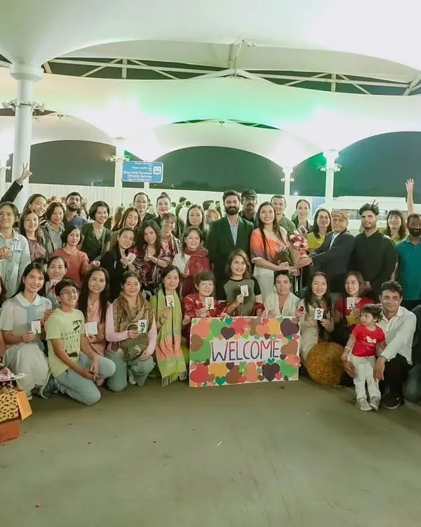 A warm welcome at the airport for a large group of yoga practitioners arriving from Vietnam. It is an honor to host international students and share the profound wisdom of yoga with them here in India.