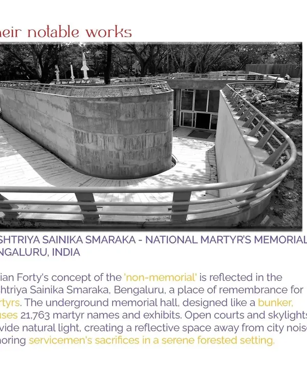Our design for the Rashtriya Sainika Smaraka, the National Martyr's Memorial in Bengaluru, is conceived as a 'non-memorial'. The main hall is underground, creating a serene, bunker-like space for remembrance, sheltered from city noise.