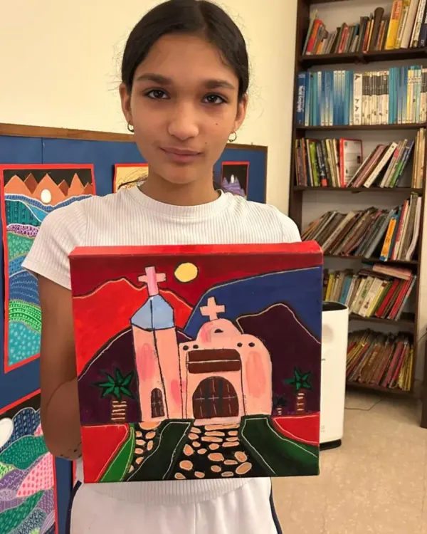 This beautiful Mexican church, painted in a folk-art style by a 13-year-old, was a highlight of our "Project Mexico" series.