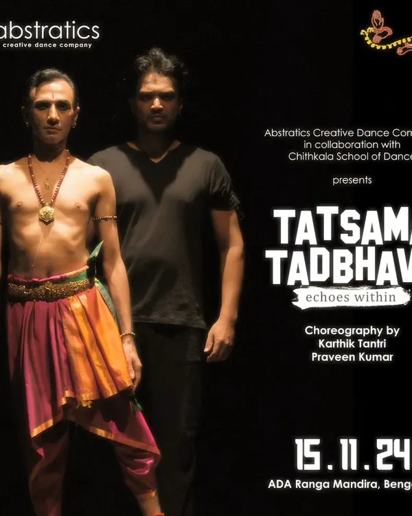Announcing 'Tatsama Tadbhava', a collaboration between my Chithkala School of Dance and Abstratics Creative Dance Company. This project was a fusion of Bharatanatyam and contemporary dance.