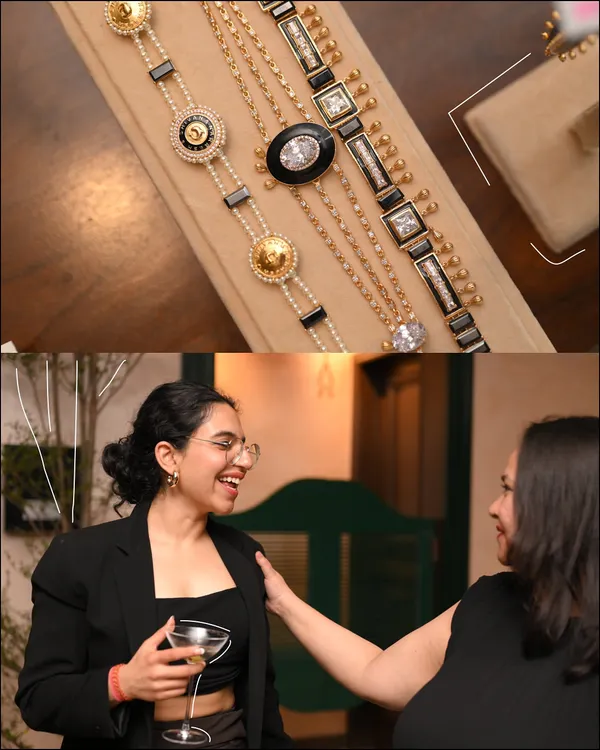 A glimpse into our exclusive showcase at the Asper cocktail bar, where guests enjoyed conversations over drinks while exploring our semi-precious jewelry collections.