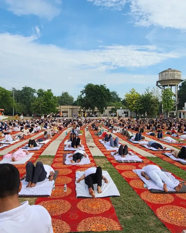 Leading a large-scale public yoga session is about creating a shared energy of peace and well-being. It's an honor to guide so many people on their wellness journey, all at once.