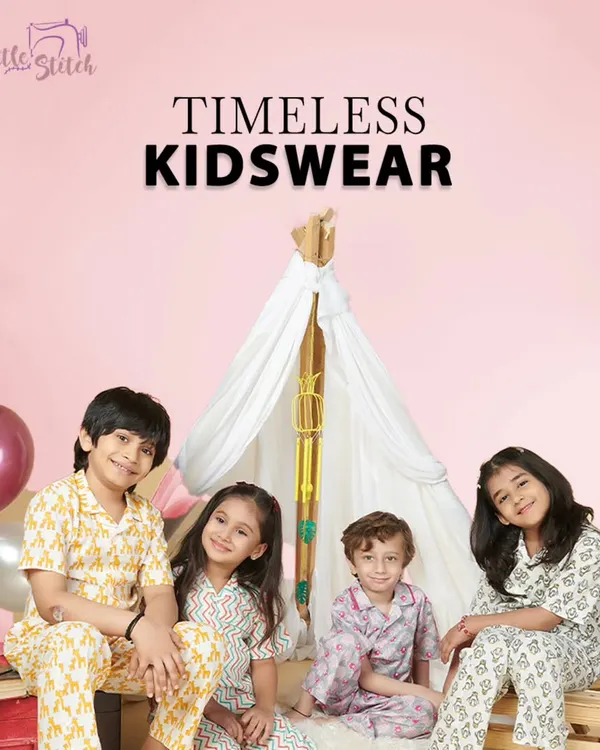 A group of happy children in our timeless pyjama sets. I designed these to be so comfortable that kids can go from a fun sleepover right to a playful morning, all while feeling cozy and looking great.