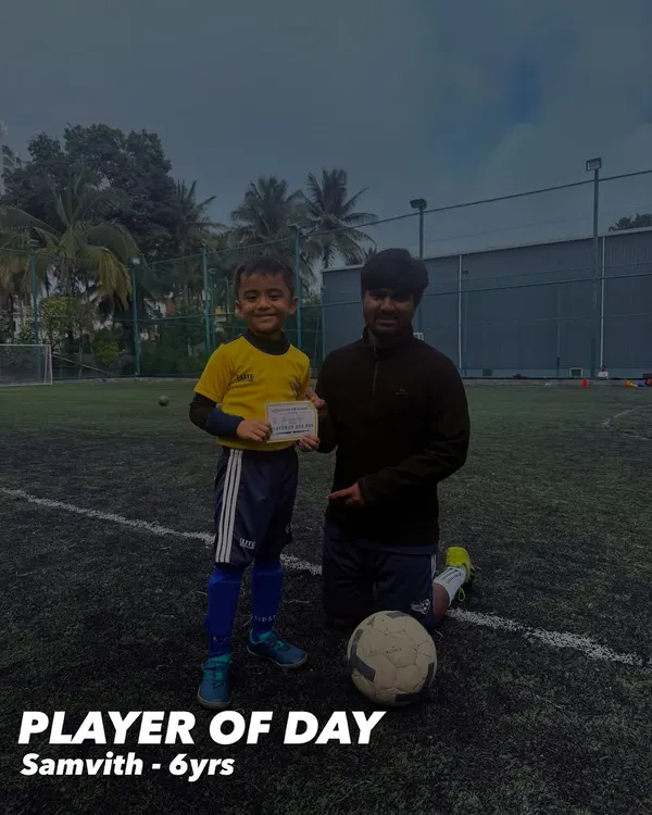Player of the Day! We recognize Samvith, 6 years old, for his outstanding discipline, focus, and consistency in training.