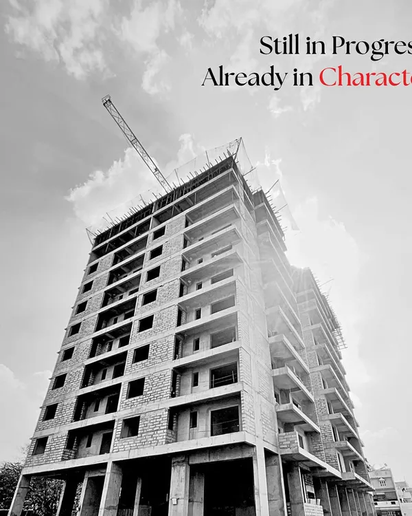 This image captures a residential tower in JP Nagar during its construction. Even as a bare structure, the building's character is already evident in its proportions, rhythm, and minimal aesthetic. It is a testament to the idea that strong design is present from the very first line.