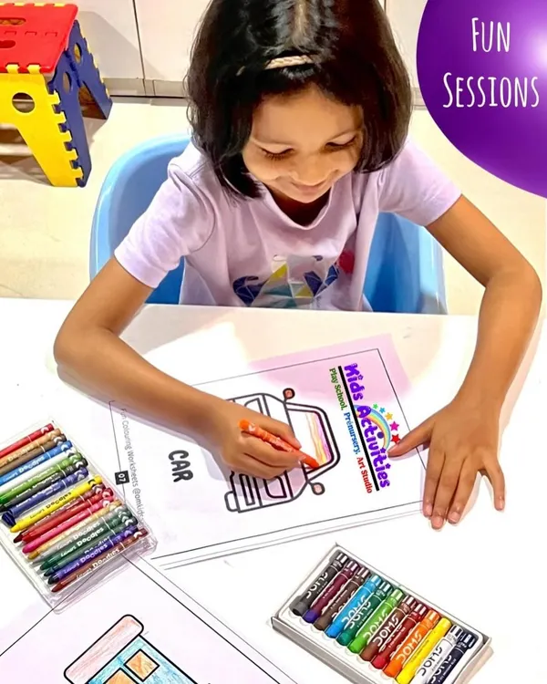 A moment of focused creativity as a young student enjoys a coloring session. We provide a calm and encouraging space where children can immerse themselves in their art.