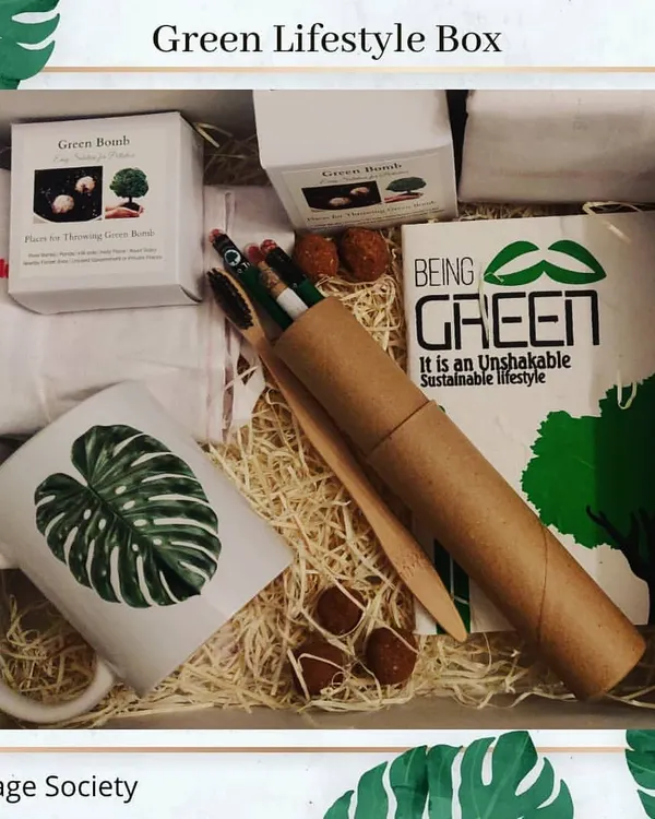 Our Green Lifestyle Box is the perfect start to a zero-waste journey. This curated hamper includes a selection of our favorite sustainable products, from plantable stationery and Green Bombs to a reusable Monstera-print mug and bamboo toothbrushes.