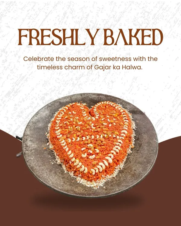 Nothing says love like our heart-shaped Gajar ka Halwa. Made with fresh carrots, pure ghee, and nuts, this traditional dessert is a warm and comforting end to any meal.
