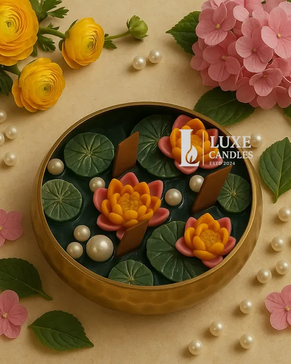 A handcrafted lotus flower candle bowl, a true centerpiece beauty for home decor or festive gifting.