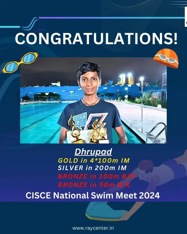 A huge moment for Dhrupad at the CISCE National Swim Meet 2024. His multiple medals, including gold in the relay, are a testament to his dedication and the high-level coaching he receives here.