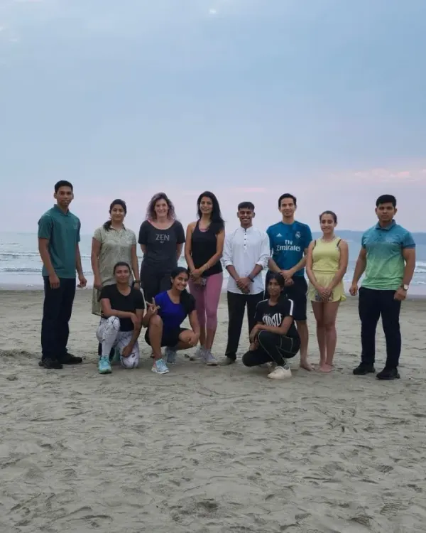 Our tribe after a sunset beach yoga flow. There's nothing like sharing the energy of a practice as the sun dips below the horizon. This is what community and wellness feel like.