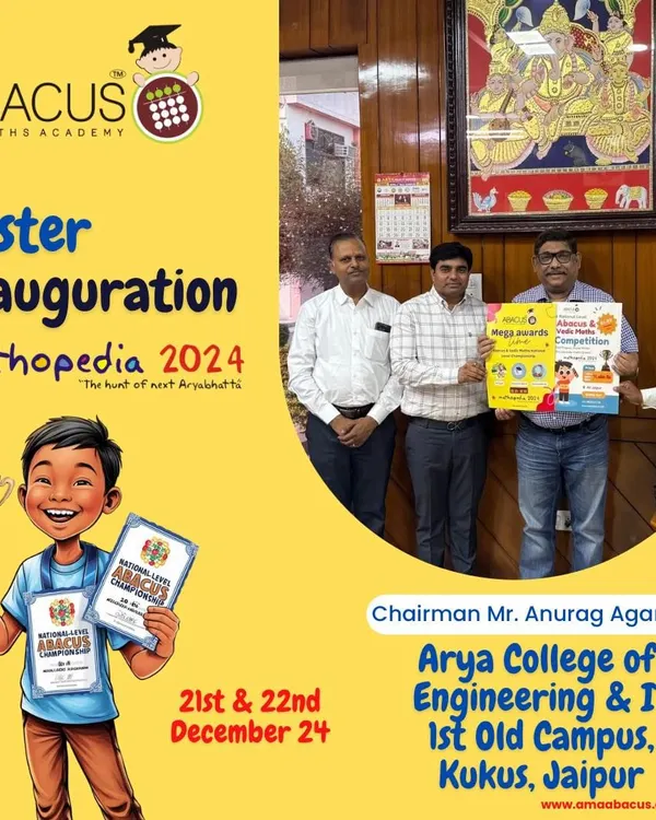 Our Chairman, Mr. Anurag Agarwal, inaugurating the poster for Mathopedia 2024 at Arya College of Engineering & IT. Such partnerships with major educational institutions add immense value to our franchise brand.