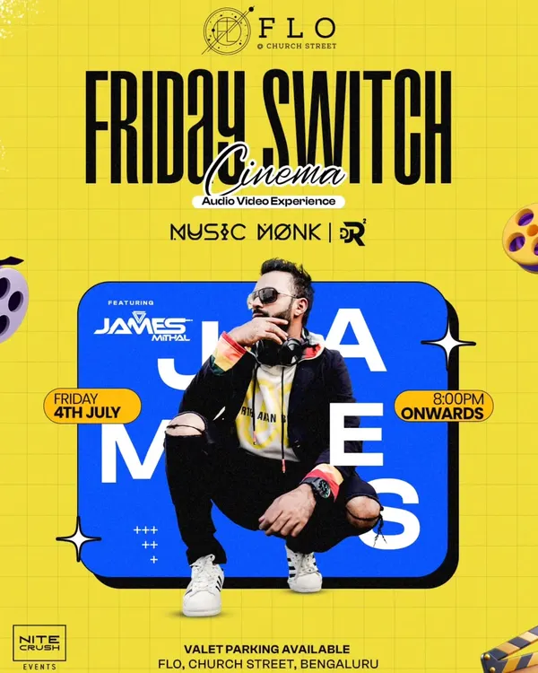Poster for my "Friday Switch Cinema" audio-video experience at FLO Church Street. This event focused on club classics and dance anthems.