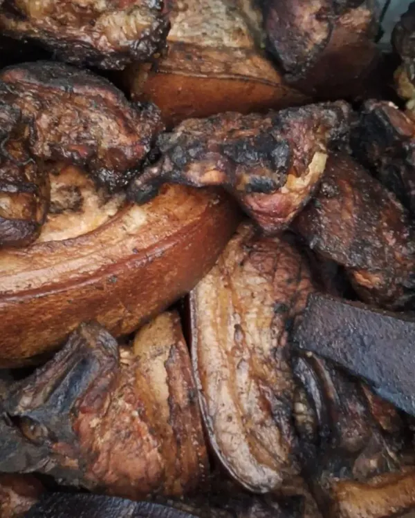 This is my Naga-style smoked pork, prepared with the skin and fat on, just like back home. I source it directly from Nagaland, and it arrives ready for your own curries and stews.