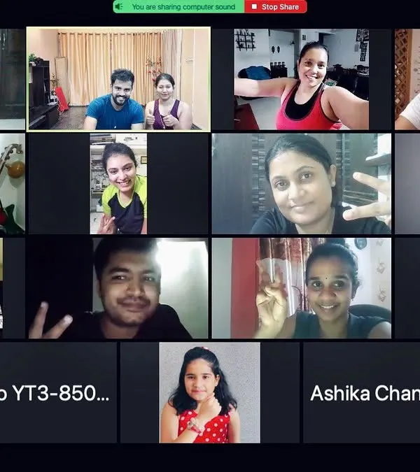 A snapshot of my online group HIIT and dance fitness class. I bring the energy and your favorite Bollywood and Kollywood tracks right to your living room, making workouts fun and convenient.