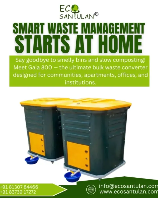 Smart waste management starts at the source. Our Gaia 800 is the ultimate bulk waste converter designed for communities, apartments, and institutions to handle organic waste efficiently.