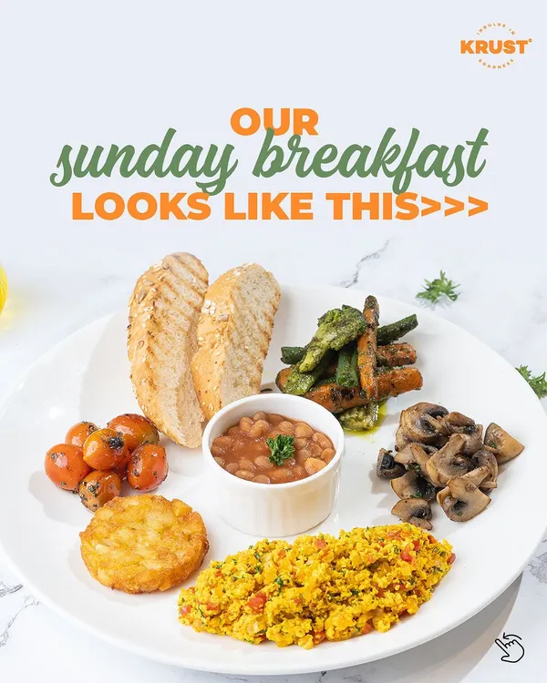 Our Sunday breakfast looks like this. A plate full of delicious, wholesome food to get your day started on the right note.