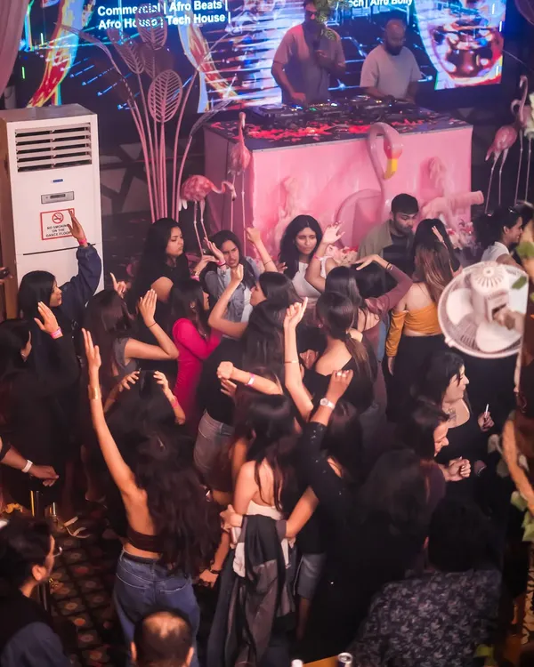 The dance floor at Happy Brew during a Tease Tuesday night. My focus is always on creating a packed, high-energy environment where people can let loose.