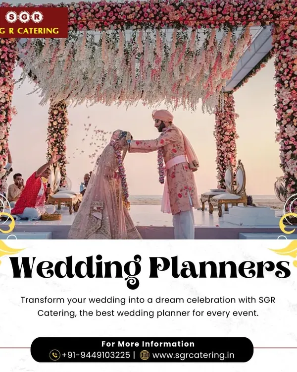 A breathtaking wedding mandap adorned with pink and white flowers, creating a magical atmosphere for the ceremony. We design and build custom stages and decor that serve as the perfect backdrop for your vows.