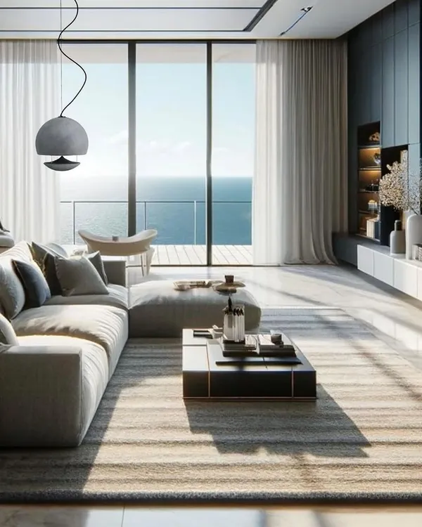 This Spherina Air Pluma pendant speaker is a perfect example of designer audio. It hangs like a modern light fixture, delivering exceptional sound quality while enhancing the room's aesthetics. We installed this in a sea-facing living room, blending high-end audio with luxury interior design.