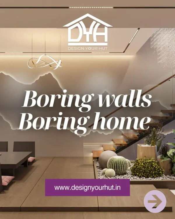 Boring walls make for a boring home. This image shows how a feature wall with a mountain mural and interesting textures can become the focal point of a room, proving that your walls should have as much personality as your furniture.