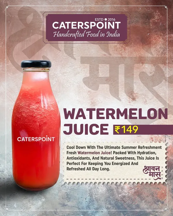 Cool down with the ultimate summer refreshment: our fresh Watermelon Juice. It's packed with hydration, antioxidants, and natural sweetness to keep you energized all day long.