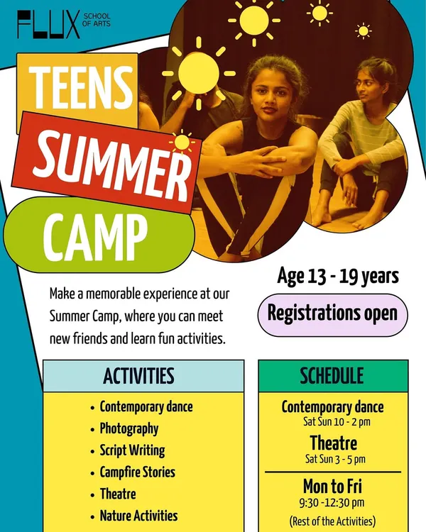 Our Teens Summer Camp is specifically designed for ages 13-19, offering a more mature set of activities like contemporary dance, photography, and script writing. It's a space to meet new friends and dive deeper into artistic passions.