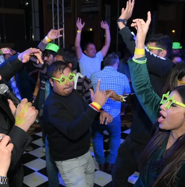 Capturing the pure, uninhibited energy of the crowd at a New Year's Eve party in Jaipur. My event photography focuses on these real, high-energy moments on the dance floor.