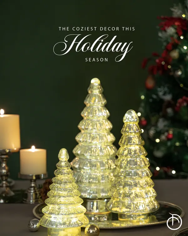 Welcome to the coziest decor for this holiday season. My Christmas Shop is filled with treasures like these LED glass trees, designed to transform your home into a festive haven.