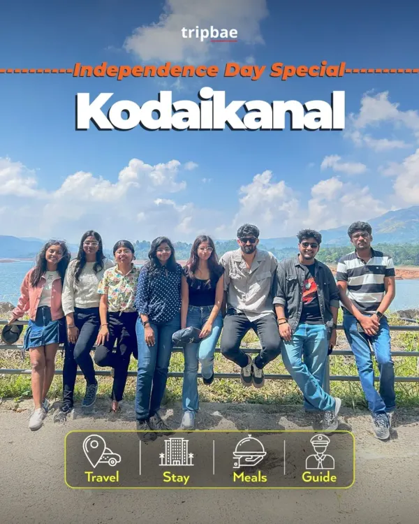 A group of friends posing by the lake in Kodaikanal. Our trips here are perfect for a relaxed and scenic weekend.