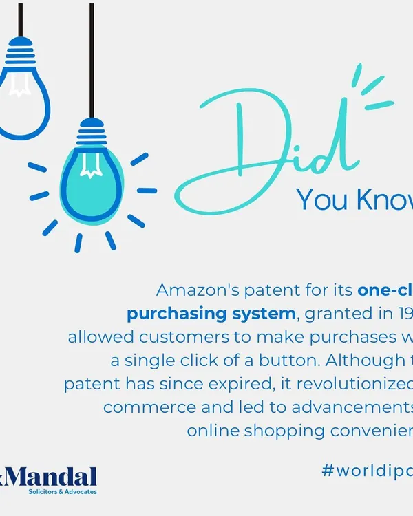This graphic shares a fascinating fact about Amazon's one click purchasing system patent. As part of our World IP Day series, we use such examples to illustrate the commercial impact and evolution of intellectual property law.