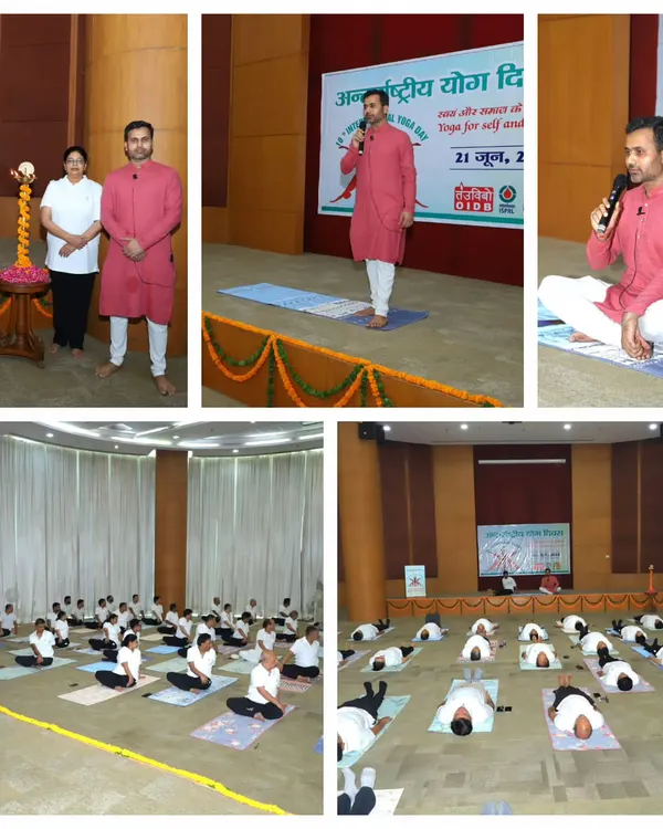 I was honored to lead this corporate yoga session for the Ministry of Petroleum and Natural Gas. This collage shows me guiding the employees through introductory talks, various asanas, and concluding with a peaceful Savasana, demonstrating a complete workplace wellness experience.