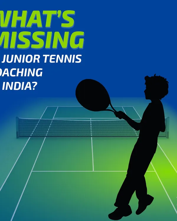 This graphic poses a critical question: "What's missing in junior tennis coaching in India?" It's the starting point of my mission. I believe we need a fundamental change in our approach to developing young talent, and I am here to lead that change.