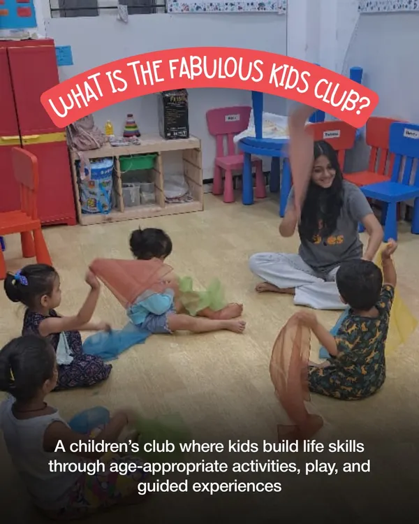 We are a children's club where kids build essential life skills through age-appropriate activities and guided play. In this session, children are using colorful scarves for a sensory activity, learning in a comfortable, pressure-free environment.