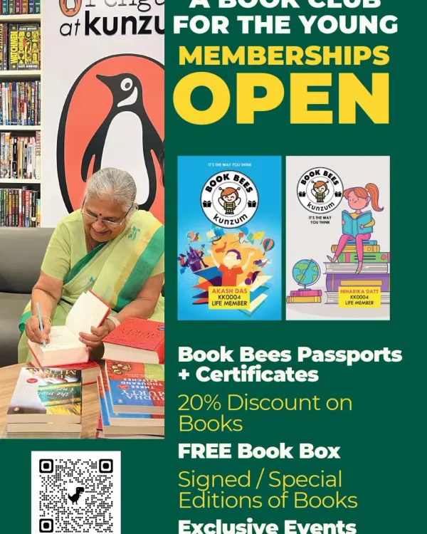 Our Book Bees membership opens the door to a world of benefits. Members enjoy a 20% discount on books, receive free book boxes, get access to signed editions, and are invited to exclusive events like this one with Sudha Murty.