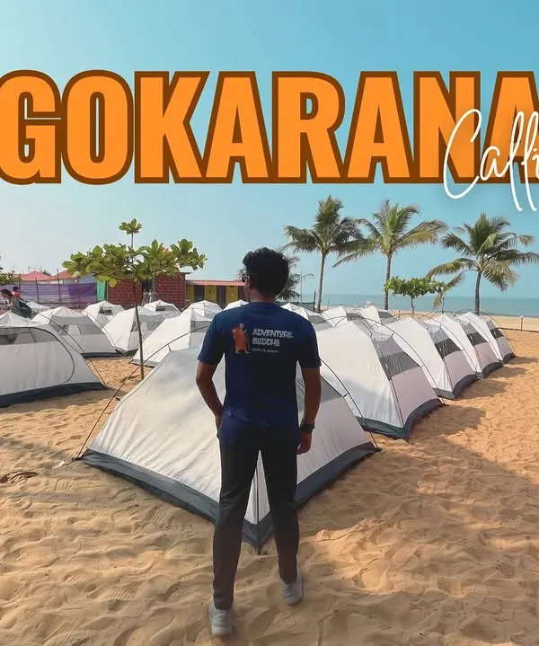 Gokarna is calling. This is the view that greets you at our beach campsite, with tents lined up on the sand, ready for a night under the stars.
