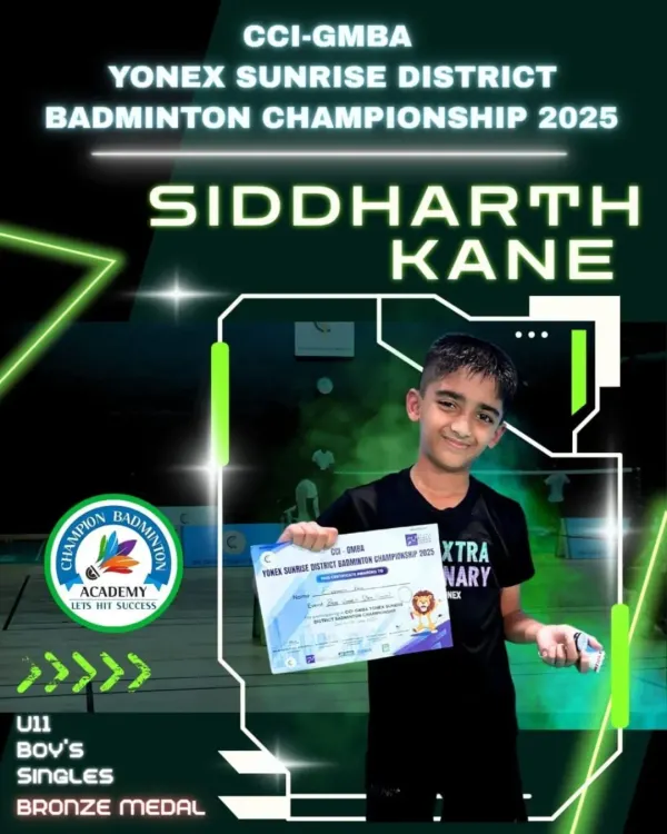 A huge congratulations to our young champion, Siddharth Kane, for securing the bronze medal in the U11 Boys' Singles at the Yonex Sunrise District Badminton Championship.