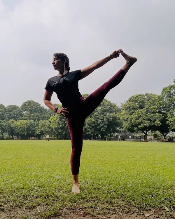 Utthita Hasta Padangusthasana, or Extended Hand-To-Big-Toe Pose, is a powerful expression of balance and focus. Practiced outdoors, it deepens our connection to the earth, reminding us that as our vision is, so our world becomes.