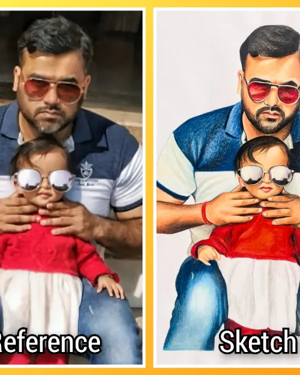 This is what it's all about: turning a special moment into a timeless memory. I loved capturing the cool vibe of this father and son. This custom color pencil portrait shows how I transform your favorite photo into a piece of art that feels alive.
