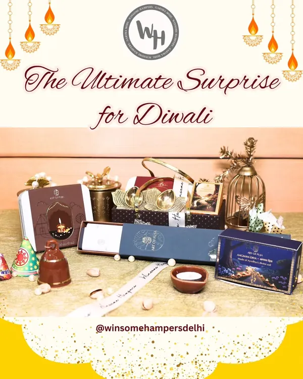 The ultimate surprise for Diwali. This festive hamper, created in collaboration with Art of Puja, is filled with premium essentials, including decorative diyas, incense, and gourmet snacks.