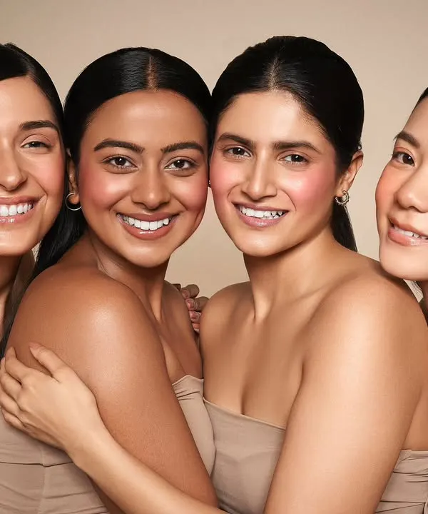 A celebration of natural beauty and diverse skin tones for a blush campaign. Each model has a fresh, dewy glow with a pop of color on the cheeks, showcasing how I tailor looks to be both individual and cohesive.