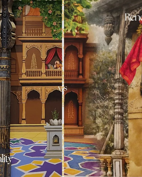 The journey from a 2D render to a 3D reality is where the magic happens. For the Birla Evam project, the initial digital concept was our guide, but the final mural gained its soul through hand-sculpted textures, layered forms, and details that brought the heritage scene to life.